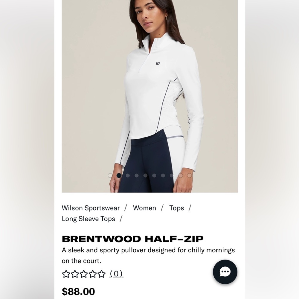 Wilson Brentwood Half Zip color white size medium